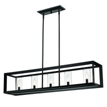 Golden 2073-LP BLK-CLR - Golden Lighting Smyth 5-light Island Light in Matte Black